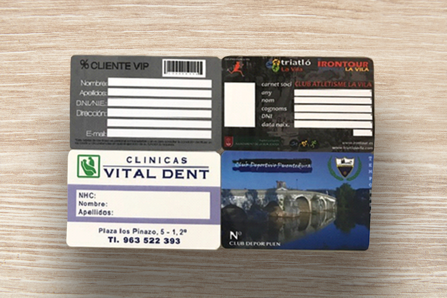 Impresión de Carnets de socios. Diseño personalizado de tarjetas PVC